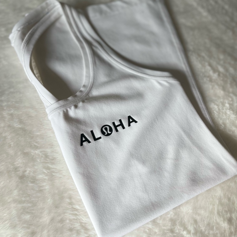 Lululemon White Cool Racerback Tank Top *ALOHA